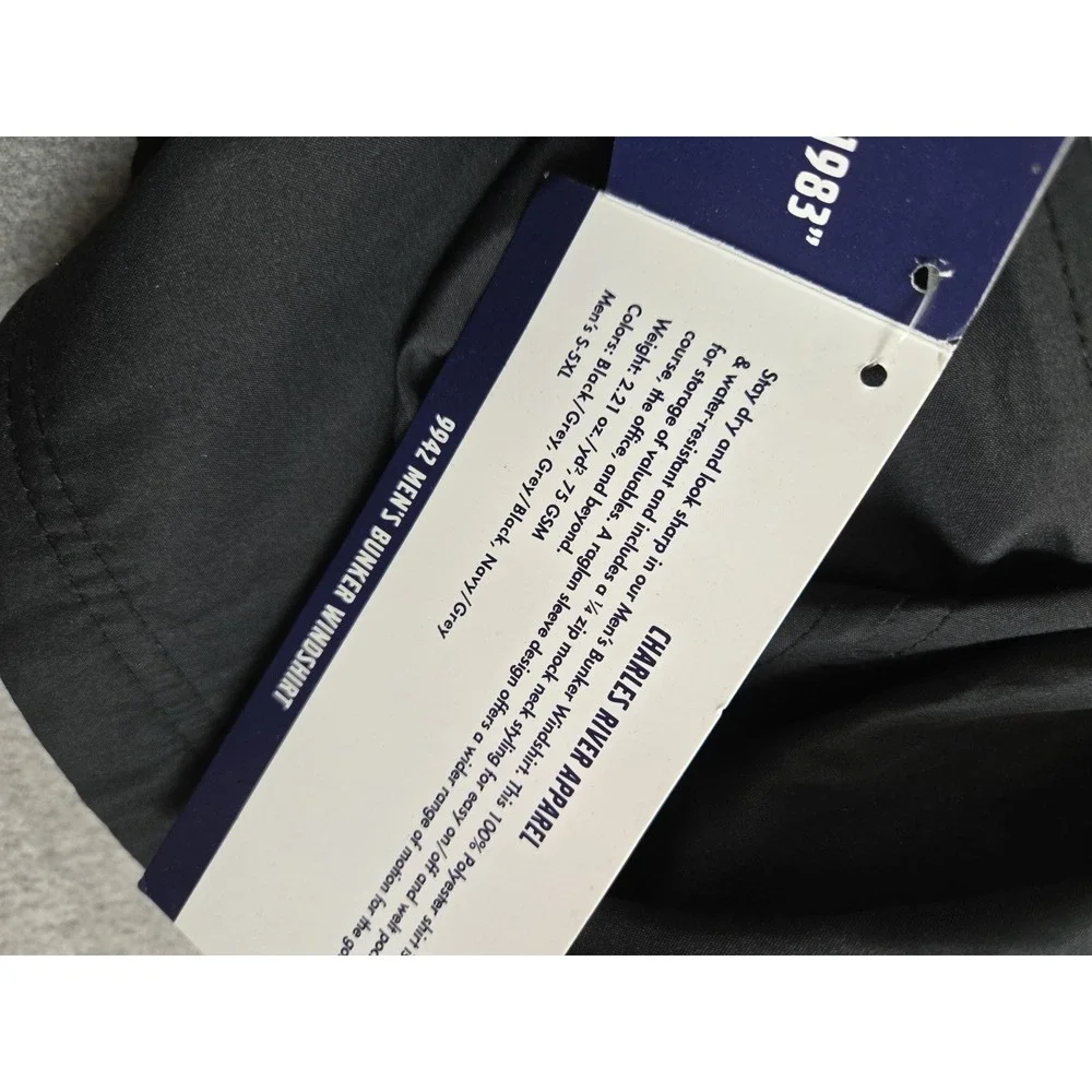 Charles River Mens M Golf Jacket Bunker Windshirt Black Gray‎ Zip Pullover NEW